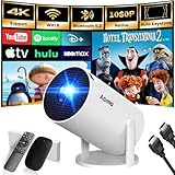 Mini Beamer, 1080P 4K Support 180°Dreh Tragbarer Streaming-Projektor, Klein...