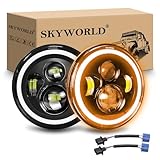 SKYWORLD 2 Stück 7 Zoll Runde LED Scheinwerfer, 50W 5000LM 4 Modi...