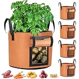 VIEWALL 40 L 5er Kartoffelsack aus Stoff,Pflanzsack mit Griff und Transparentem...