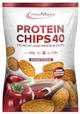 IronMaxx Protein Chips 40 - Paprika 1 x 50g | gebackene High Protein Chips, Low...