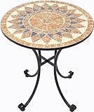 FRANK FLECHTWAREN Tisch Mosaik mit Metallgestell, rund Ø70 x 76 cm Höhe dazu...