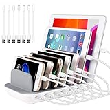 PRITEK USB Ladestation 60W/12A 7 Anschlüsse Desktop Ladestation für Mehrere...