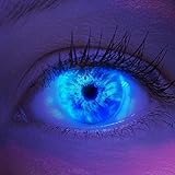 Farbige UV Kontaktlinsen 1 Paar Blaue Ice Blue Schwarzlicht Glow Neon...