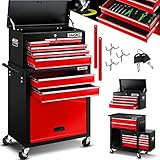 MASKO® Werkstattwagen inkl. Koffer - 9 Fächer Abschließbar | Massives Metall...