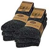 6 Paar Norweger Socken mit Wolle Damen & Herren Wintersocken Schwarz Grau...