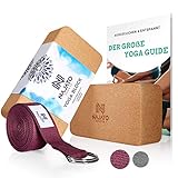 NAJATO Sports Yoga Block Kork 2er Set – Wahlweise mit Yoga Gurt – Yoga Klotz...