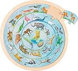 goki 57790 Einlegepuzzle Tierkreis aus Holz, Holzpuzzle mit 32 unterschiedlichen...
