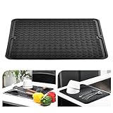 KitchenRaku Abtropfmatte Geschirr 40x30cm, Hitzebeständige, rutschfeste...