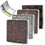 4 Stück Zigarettenetui aus Leder und Metall,PU Zigarettenschachtel für 20...