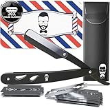 Rasiermesser Barber set 20 Halbe Klingen Etui Leder Reise SAKKAL |Rasierer...