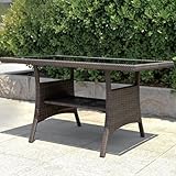 Calma Lux® Polyrattan Gartentisch 120x70x68cm mit Ablage Glas Tischplatte...