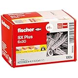 fischer Spreizdübel SX Plus 6 x 30, Schachtel mit 100 Nylondübeln, Dübel für...