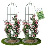 TTL Garden Obelisk Rankhilfe XL 195x40cm grün 2er Set - Rosen Rankgitter Metall...