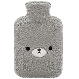 samply Wärmflasche mit kuschelig weichem Bezug, groß 2 Liter, süße...