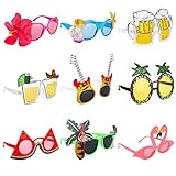 9 Paar Hawaii Party Sonnenbrille Set Lustige Partybrille Hawaiianische Brille...