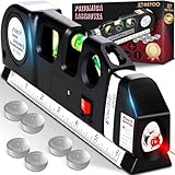 Retoo Laser Wasserwaage mit Bandmaß 250cm und Kreuzlinienlaser 16cm...