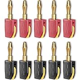 Cleqee 4mm Bananenstecker Hochstrom-Schnellanschluss vergoldet 10 Stück...