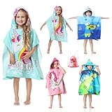 Mokani Badeponcho Kinder mit Kapuze, Mikrofaser Handtuch Poncho Kinder mit...