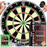 KESSER® Dartscheibe Kork mit 9 Dartpfeile Professional Dartboard + 21 Pro...