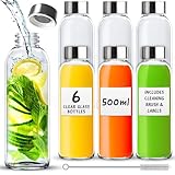 volila Trinkflasche aus Glas – 6er-Pack auslaufsichere Trinkflaschen für...