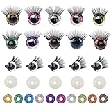 MIYUANGKJ 20 Stück 16mm Glitter Sicherheitsaugen, Puppenaugen mit Wimpern,...