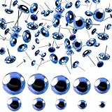 TOAOB 100 Stück Glas Augen Puppenaugen Blau Gemischte Größe Rund Plug in...