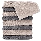 Pure Label 8-TLG. Gästehandtücher 30x50 cm mit Aufhängeschlaufe aus 100%...