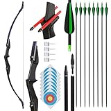 tongtu Recurve-Bogen-Set mit 8 Pfeilen, 30lb 40lb Bogenschießen-Takedown-Bogen...