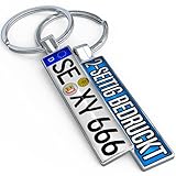 SONZE Personalisierter Schlüsselanhänger Kennzeichen beidseitig bedruckbar mit...