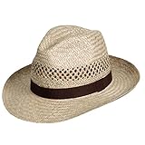 WEROR Herren Damen Strohhut Hut Sommerhut Sonnenhut Fedora 9.1 (57, Natur)