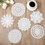 6 Stück Spitzendeckchen, 16 cm Vintage HäKeldeckchen Handgefertigt Runde...