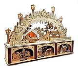 Wichtelstube-Kollektion XL Holzkunst LED Schwibbogen mit Podest Weihnachtsdorf...
