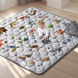 COMOMY Krabbelmatte Baby 127x127 cm, Extra Dicke und Weiche Spielmatte Faltbar,...