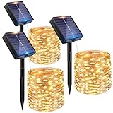 Peasur 3 Stücke Solar Lichterkette Aussen, 3x12M 120 LED Solarlichterkette...