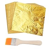 ASTARON 100 Blatt Blattgold Imitation Blattgold mit Pinsel zum Basteln,...