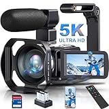 Videokamera 5K HD 64MP WiFi Camcorder für YouTube, 30FPS Webcam IR Nachtsicht...