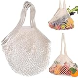 RFYTDCF 3 Stück Netztasche, Einkaufstasche Faltbar Mesh Bag Wiederverwendbare...