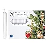 Weiße Christbaumkerzen - Set mit 20 Stück, ideal für Weihnachtsbaum,...