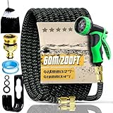 Gartenschlauch 200FT 60M, Strapazierfähiger 3 Lagiger Latex Wasserschlauch mit...