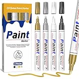 AOSUCO Permanent Marker Wasserfest Stifte, 4 Farben Lackstift Glasmalstifte...
