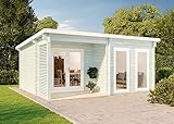 Alpholz Gartenhaus Orkus-44 aus Massiv-Holz | Gerätehaus mit 44 mm Wandstärke...