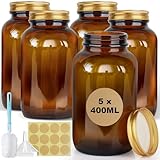 Nadisean 5 x 400ml Vorratsdosen Glas Set, Braungläser mit Schraubverschluss,...