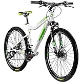 Galano GX-26 26 Zoll Damen/Jungen Mountainbike Hardtail MTB (Weiss/grün, 44cm)