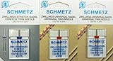 SCHMETZ 3 Zwillingsnadeln Sortiment Stretch NM 4,0/75 Universal NM 4,0/80 und...