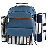 Sunflora Picknick Rucksack Set 4 Personen mit Isoliertem Kühlung und Decke,...