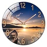 ALEENFOON Wanduhr aus Glas 30cm Lautlos Nicht Tickend Dekorative Runde Wanduhr...