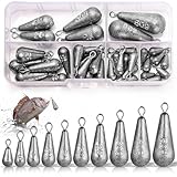 Annyswit 40 Stück Fishing Birnenblei Set 10 Größen Tropfenform Angelgewichte...