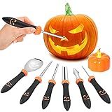 Halloween Kürbis Schnitzset, 6 Stück Kürbis Schnitzen Set Edelstahl...