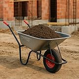 ONBEST Schubkarre mit 100 Liter vollverzinkt Silber – 250 kg Tragkraft –...
