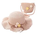 Strohhut und Kleine Tasche Set, Mädchen Kinder Sommer Sonnenhut Sonnenhüte mit...